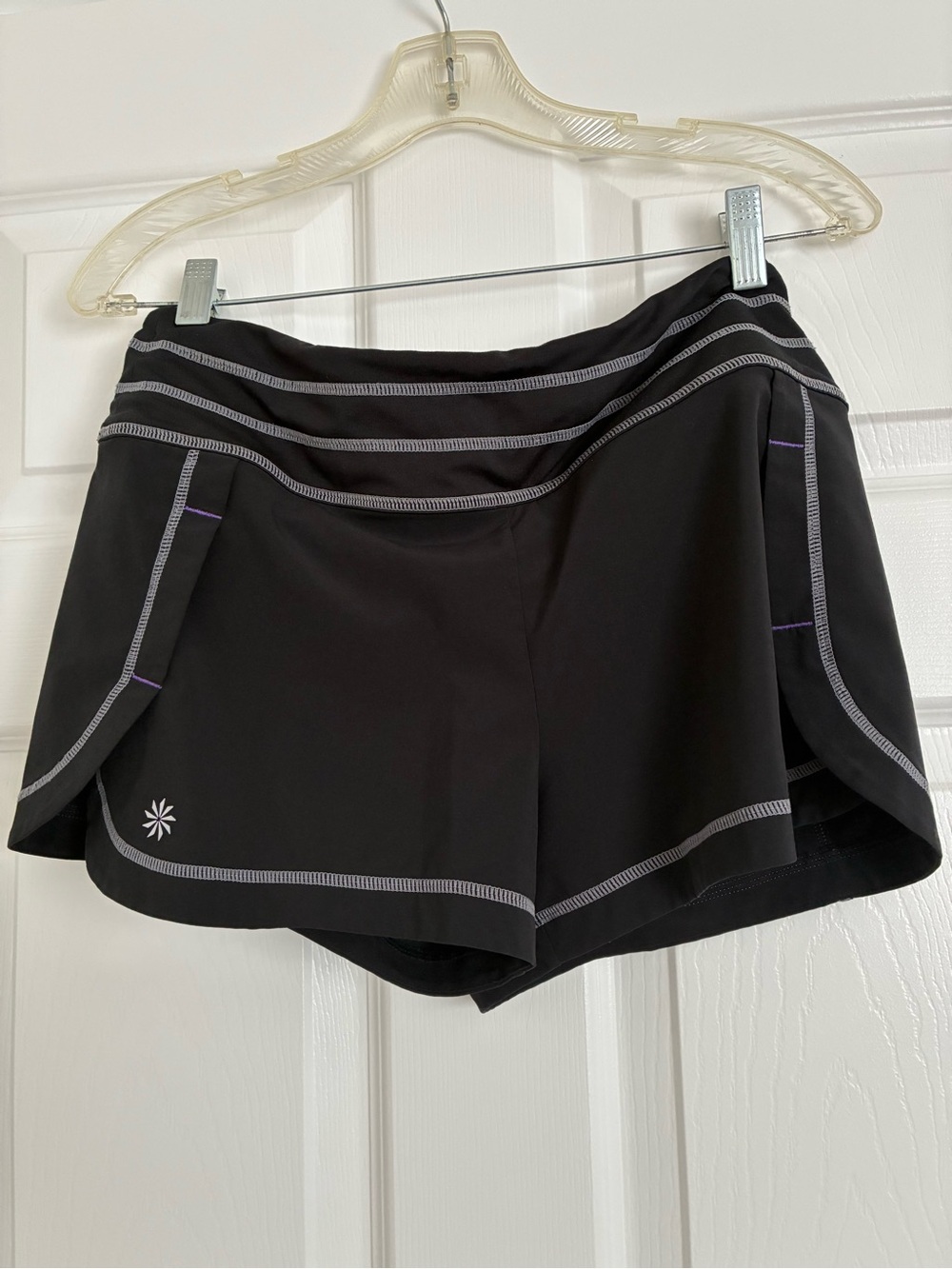 Athleta Black Athletic Shorts with Gray Contrast Stitching
